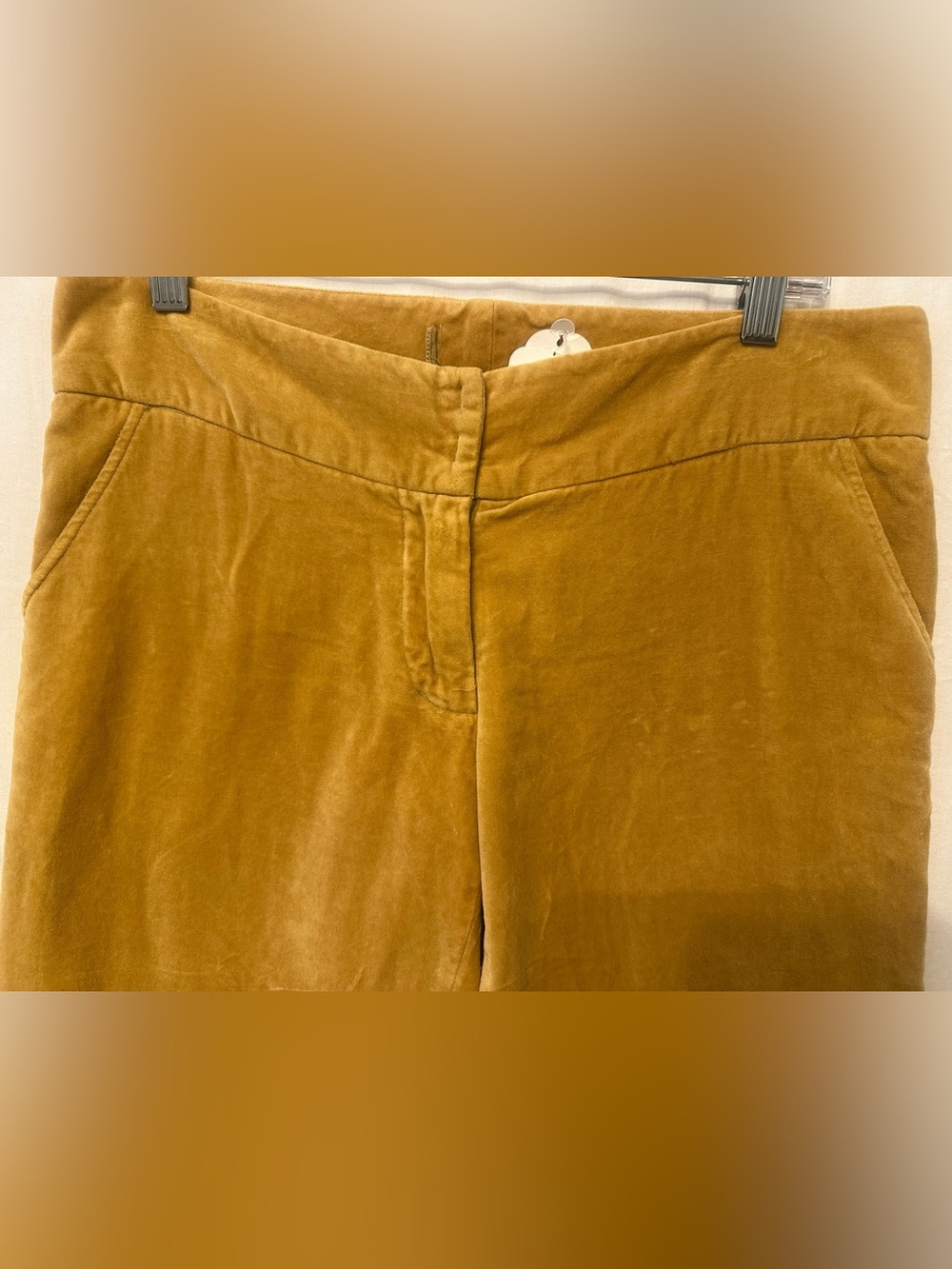 Johnny Was Golden Mustard Cotton Velvet Pants Straight Flair Leg Boho Luxury - Picture 2 of 9